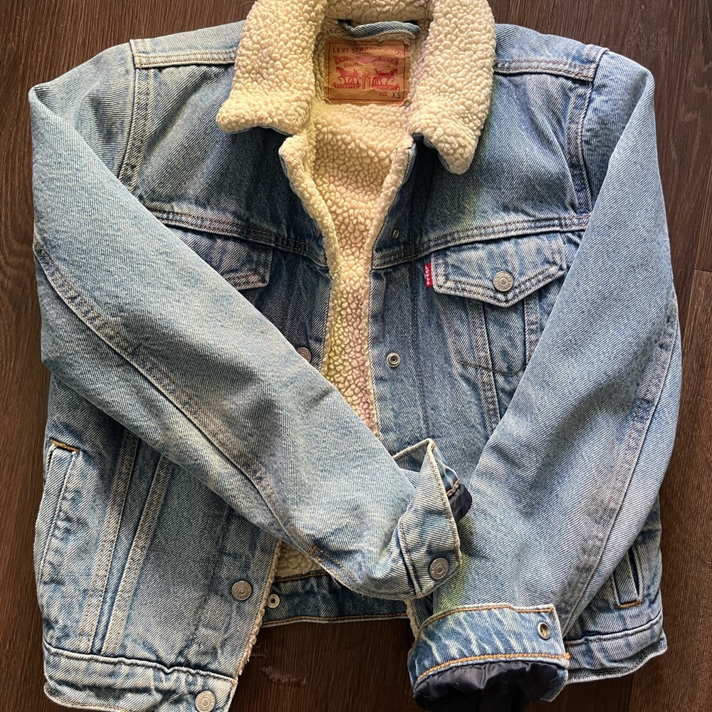 Levi's Cream Sherpa Lined Jacket